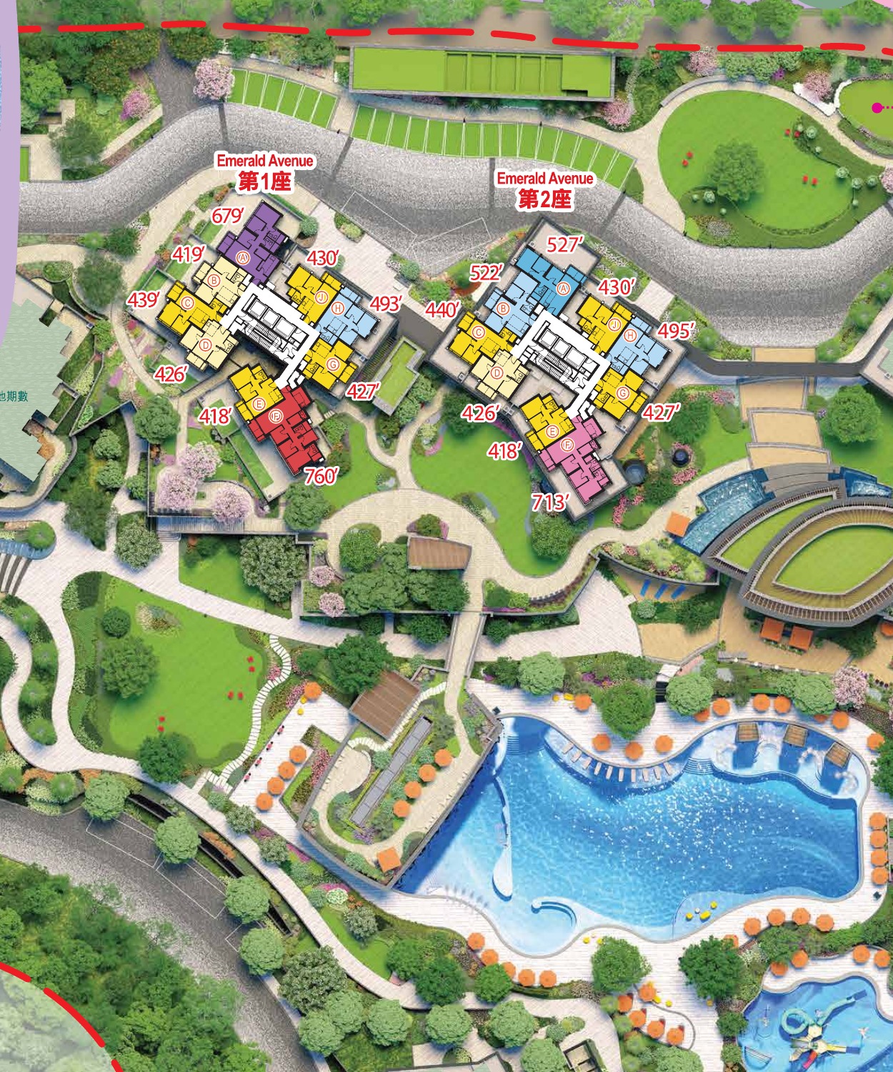 SIERRA SEA 園林與建築佈局示意